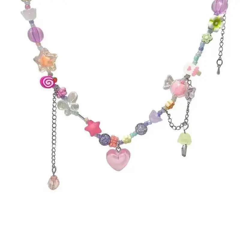 Sweet Girl Color Beaded Candy Necklace Female Niche Design