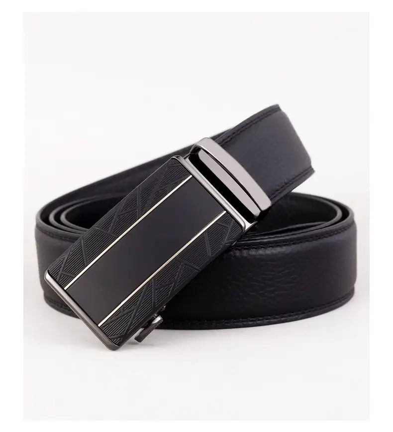 Men's Black Leather Belt with Automatic Buckle — feature 17