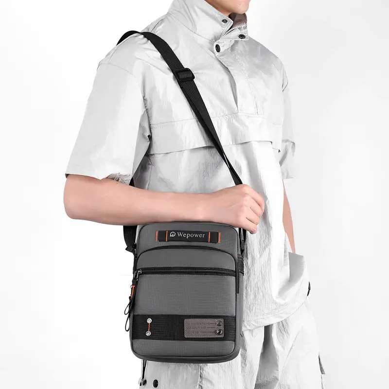 Men's Waterproof Crossbody Bag Black Multi-Layer Travel Satchel - Image 7