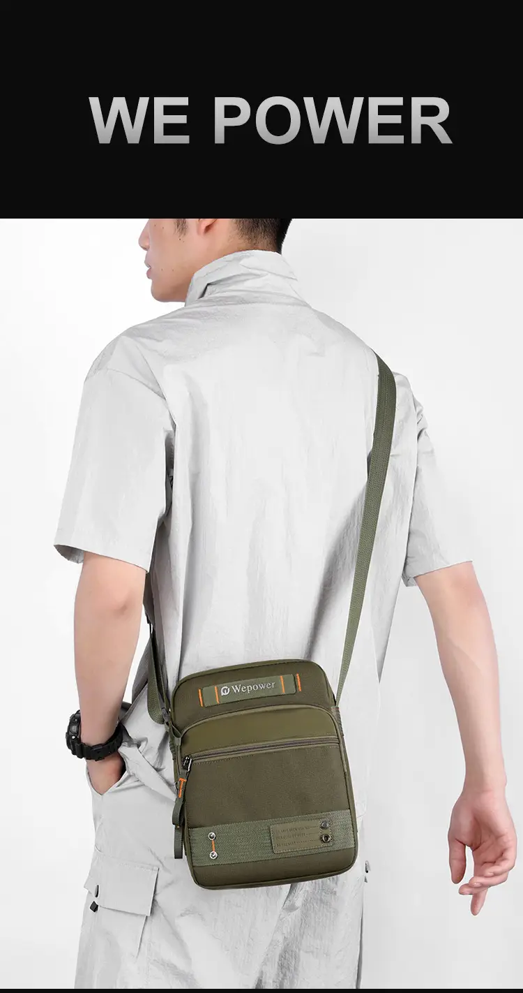 Men's Waterproof Crossbody Bag Black Multi-Layer Travel Satchel — feature 13