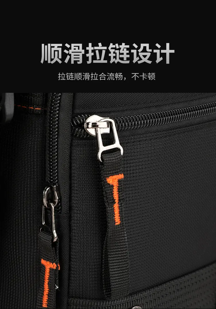 Men's Waterproof Crossbody Bag Black Multi-Layer Travel Satchel — feature 14