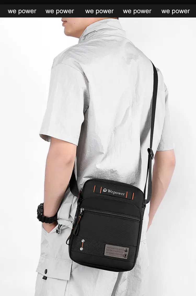 Men's Waterproof Crossbody Bag Black Multi-Layer Travel Satchel — feature 15