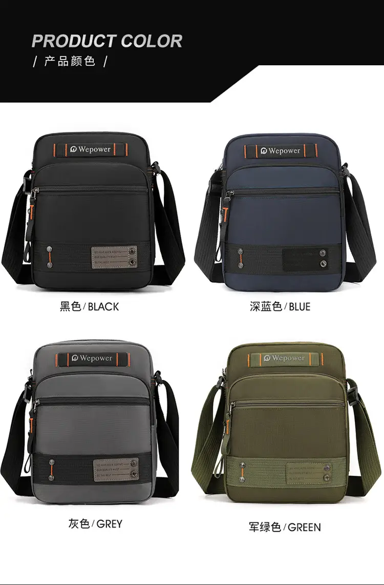 Men's Waterproof Crossbody Bag Black Multi-Layer Travel Satchel — feature 18