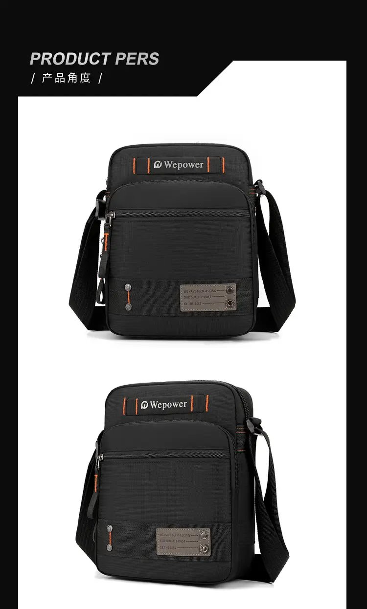 Men's Waterproof Crossbody Bag Black Multi-Layer Travel Satchel — feature 19