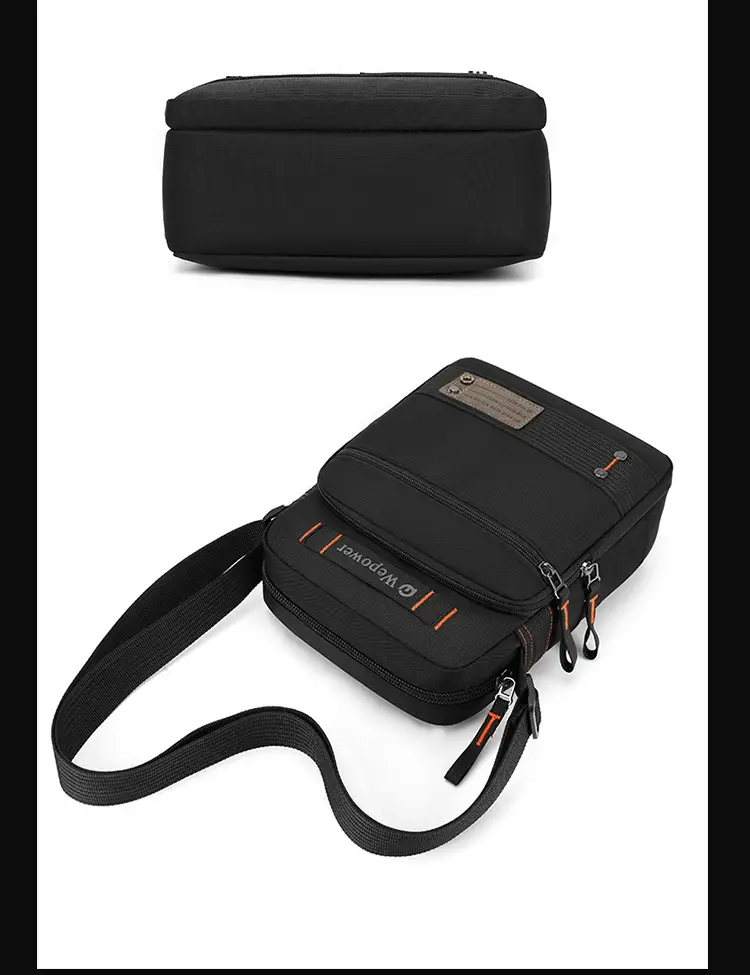 Men's Waterproof Crossbody Bag Black Multi-Layer Travel Satchel — feature 21