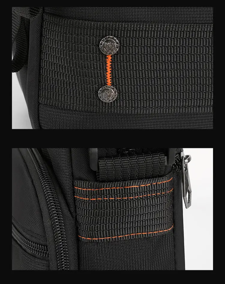 Men's Waterproof Crossbody Bag Black Multi-Layer Travel Satchel — feature 23