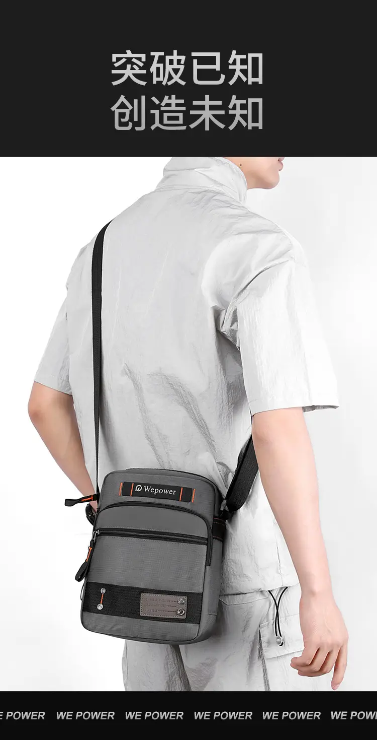 Men's Waterproof Crossbody Bag Black Multi-Layer Travel Satchel — feature 4