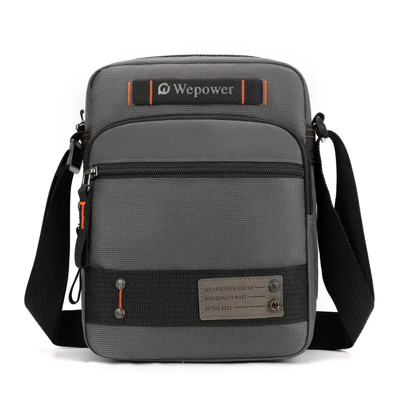 Men's Waterproof Crossbody Bag Black Multi-Layer Travel Satchel - Image 2