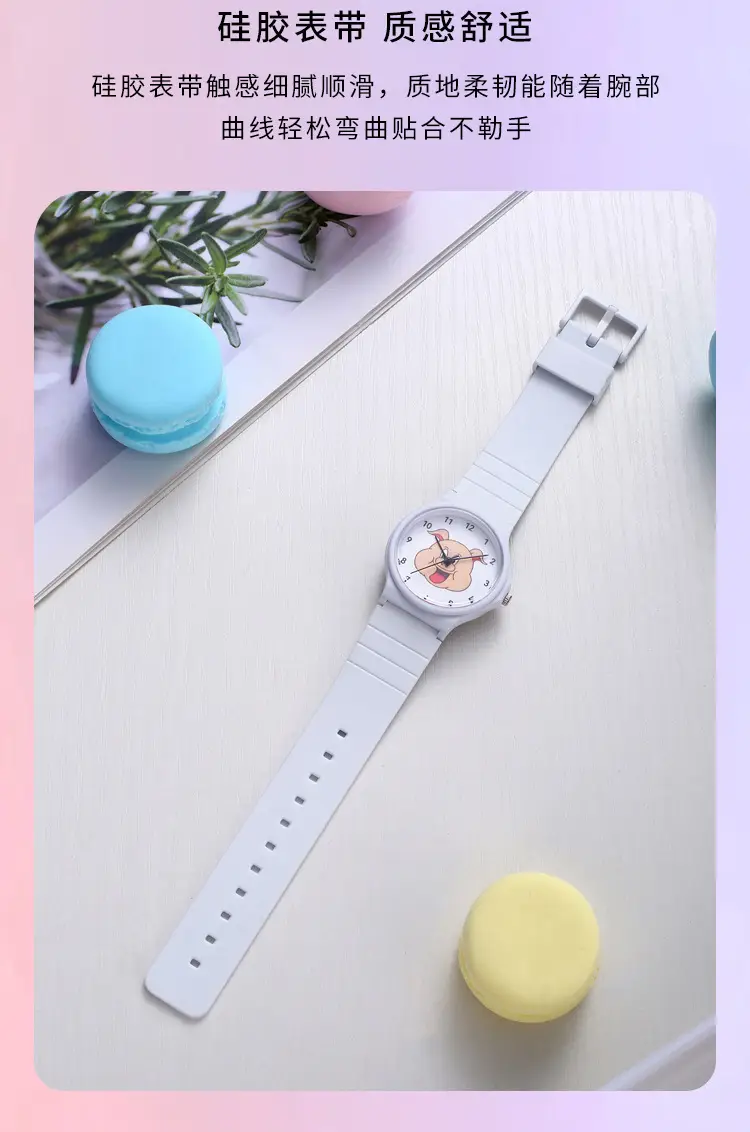 Pink Cartoon Piggy Watch for Girls Student Waterproof Silicone — feature 3