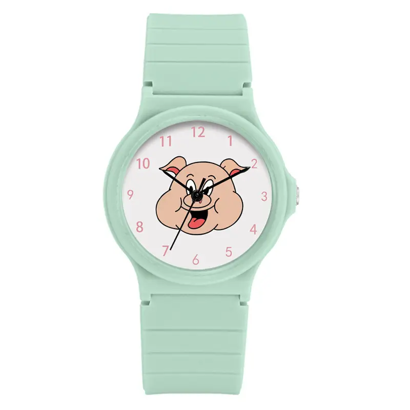 Pink Cartoon Piggy Watch for Girls Student Waterproof Silicone - Image 3