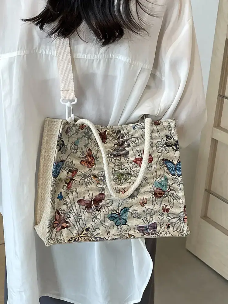 Women's Floral Canvas Shoulder Bag 2024 Instagram Style - Image 6