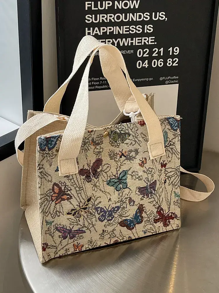 Women's Floral Canvas Shoulder Bag 2024 Instagram Style - Image 7
