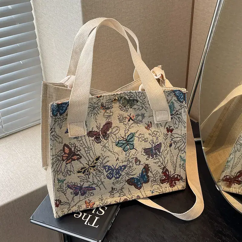 Women's Floral Canvas Shoulder Bag 2024 Instagram Style - Image 2