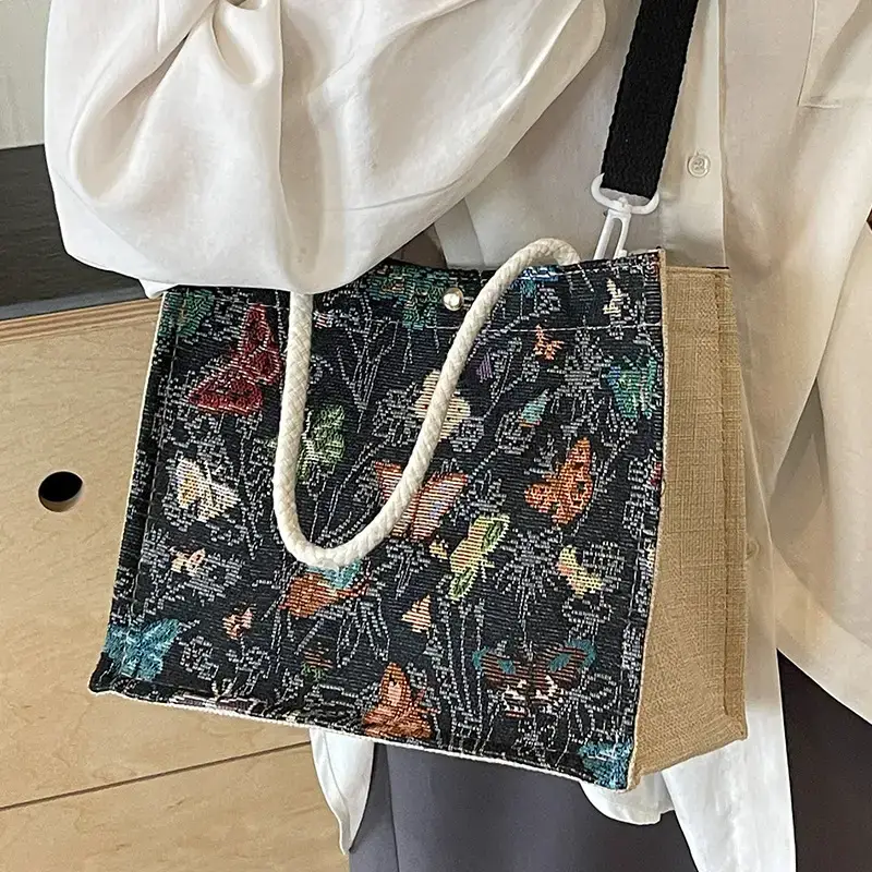 Women's Floral Canvas Shoulder Bag 2024 Instagram Style - Image 3