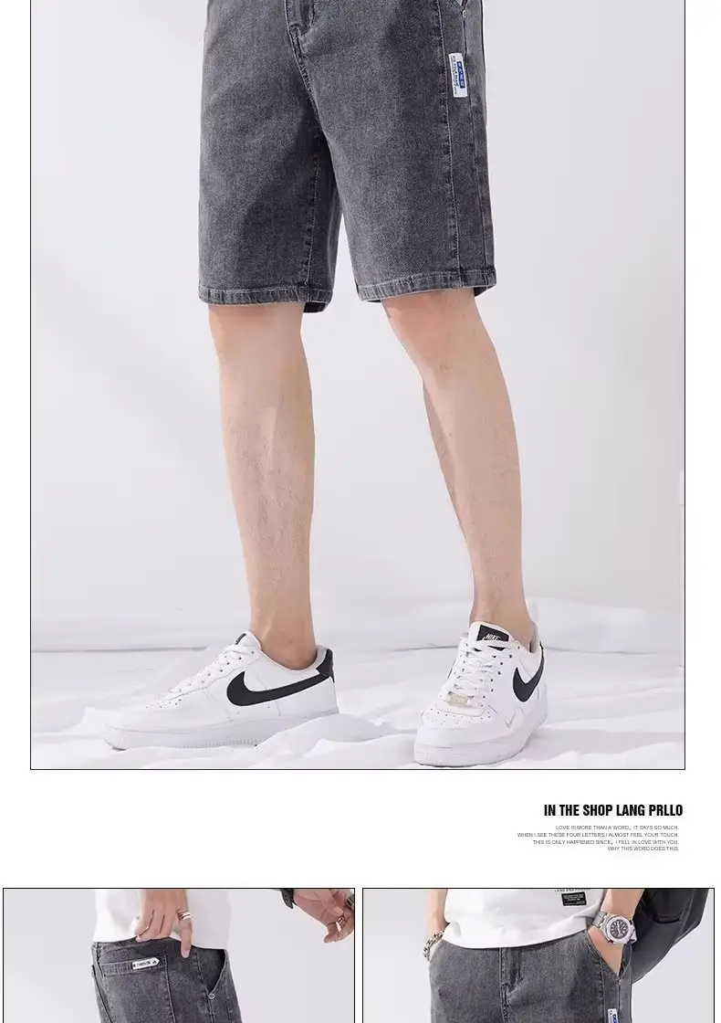 Men Denim Five-Piece Shorts Casual Summer Loose Straight — feature 21