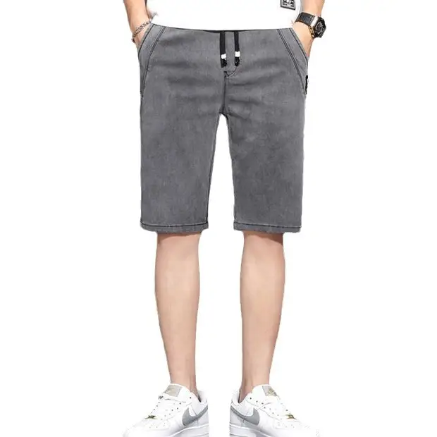 Men Grey Denim Capri Shorts 2024 New