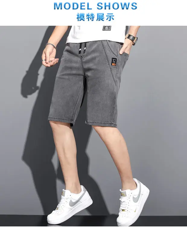 Men Grey Denim Capri Shorts 2024 New — feature 19