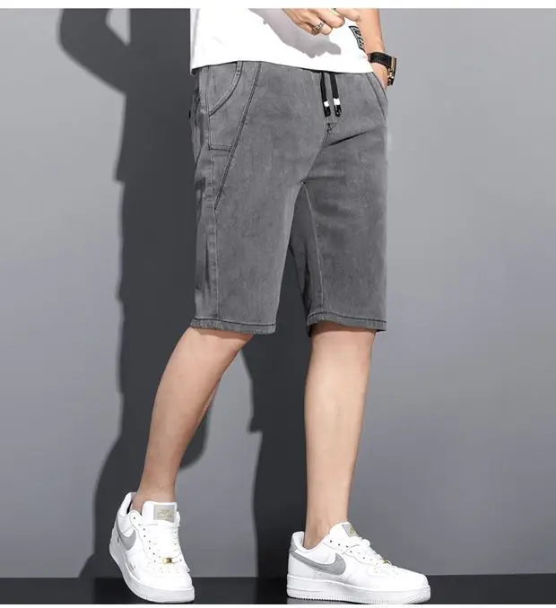Men Grey Denim Capri Shorts 2024 New — feature 20