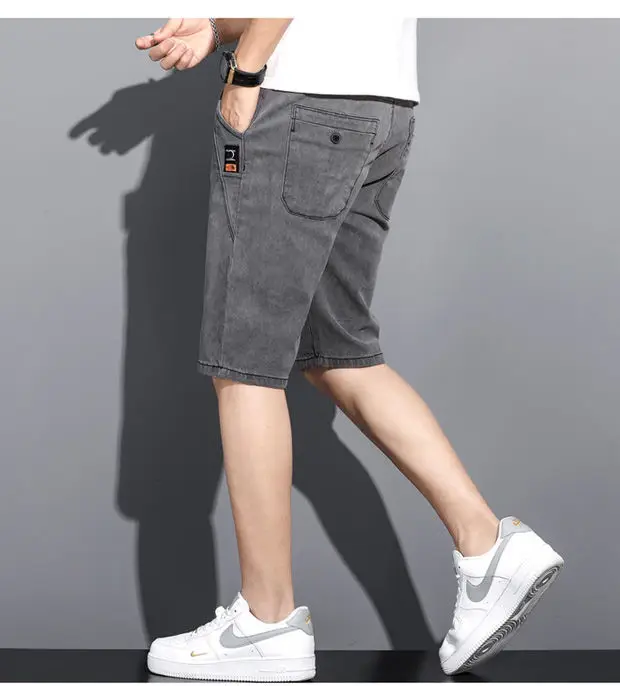 Men Grey Denim Capri Shorts 2024 New — feature 21