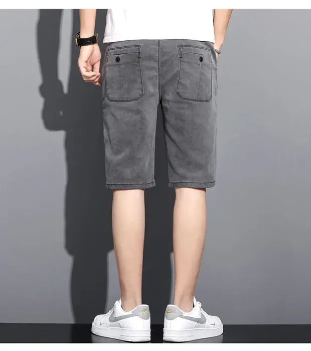 Men Grey Denim Capri Shorts 2024 New — feature 22