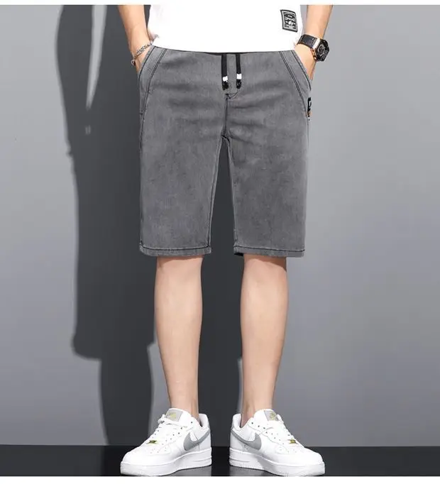 Men Grey Denim Capri Shorts 2024 New — feature 23