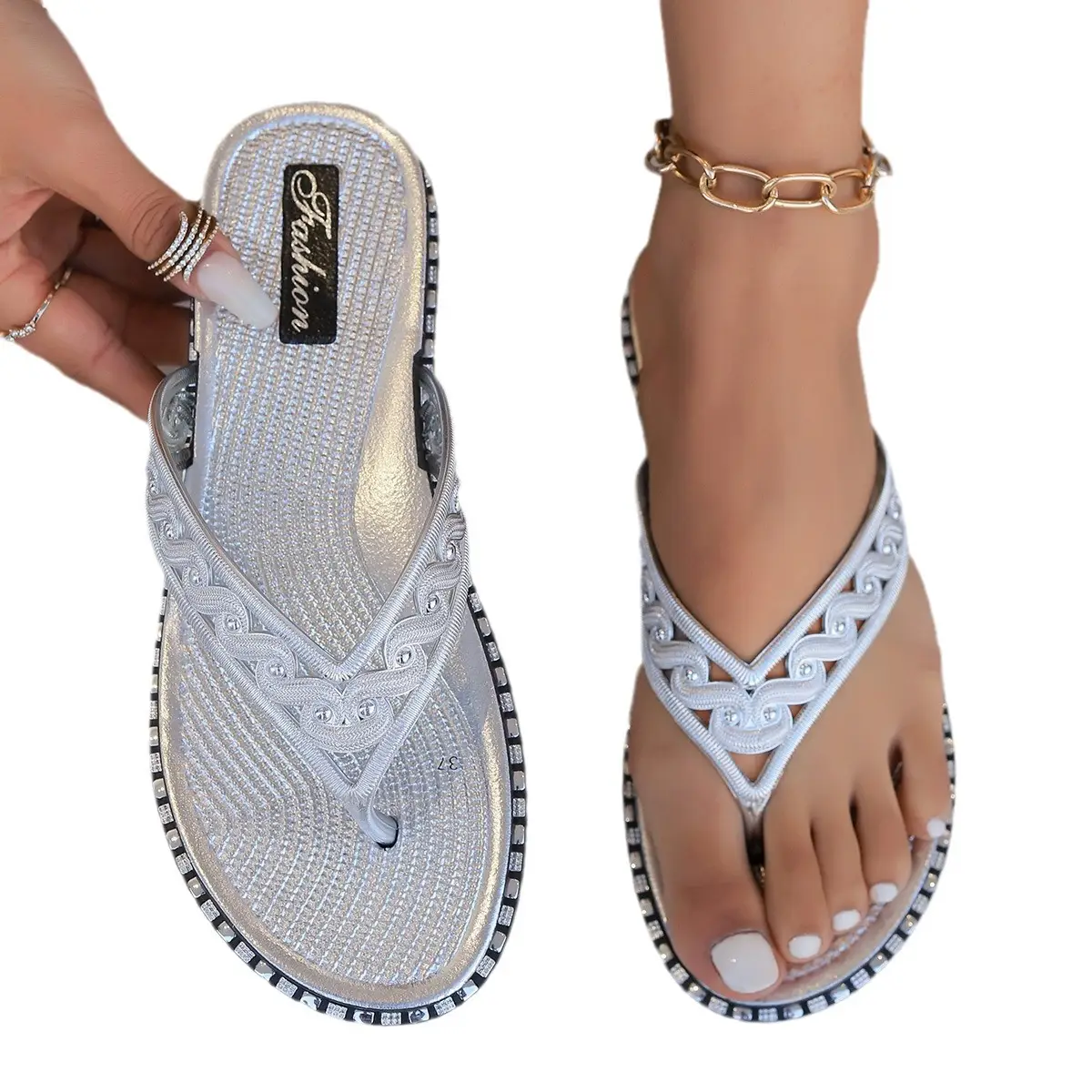 2025 White Cross Strap Women's Flip Flops - Image 7