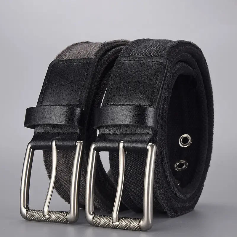 Men Canvas Belt with Silver Buckle 2026 - Image 4