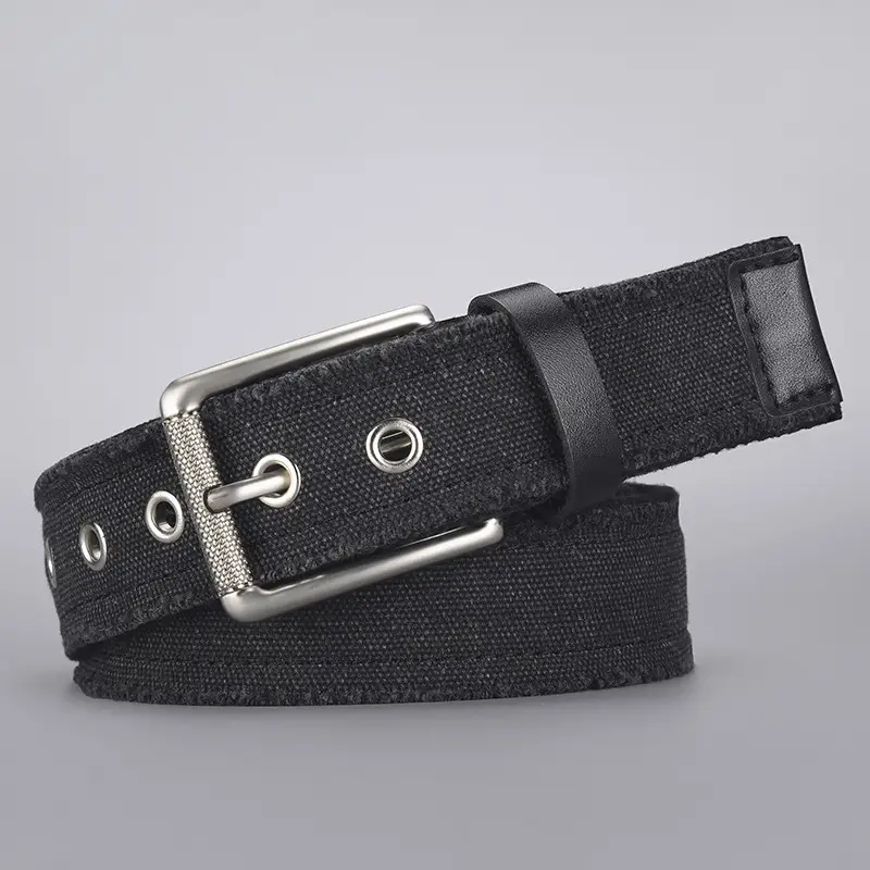 Men Canvas Belt with Silver Buckle 2026 - Image 2