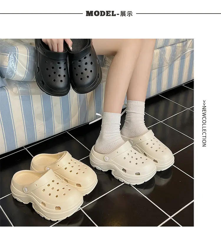 Thick-soled hole shoes women's 2024 new non-slip deodorant beach height step-up feeling eva sandals and slippers summer wear — feature 1