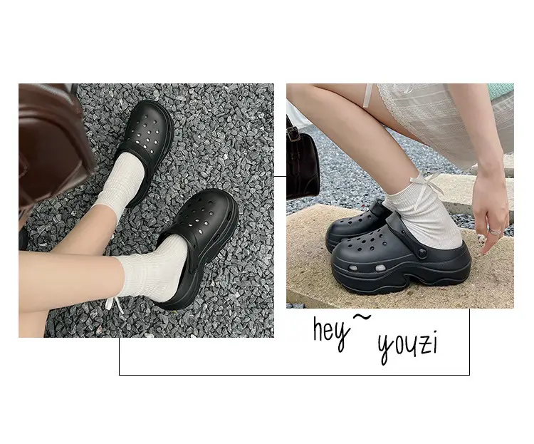 Thick-soled hole shoes women's 2024 new non-slip deodorant beach height step-up feeling eva sandals and slippers summer wear — feature 11