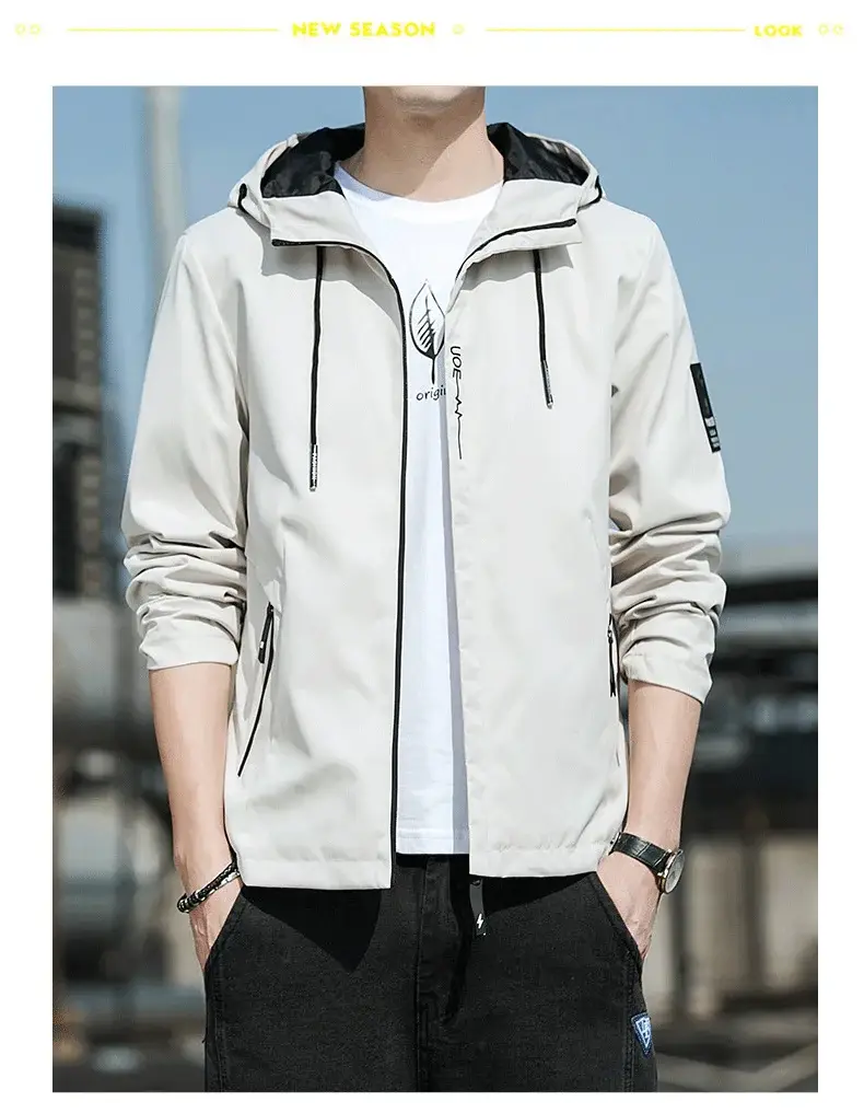 Men's Hooded Flying Jacket Beige 2024 Autumn — feature 10