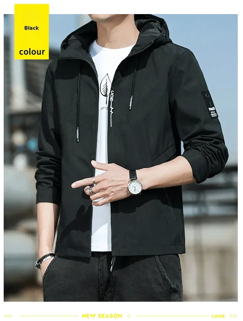 Men's Hooded Flying Jacket Beige 2024 Autumn — feature 12