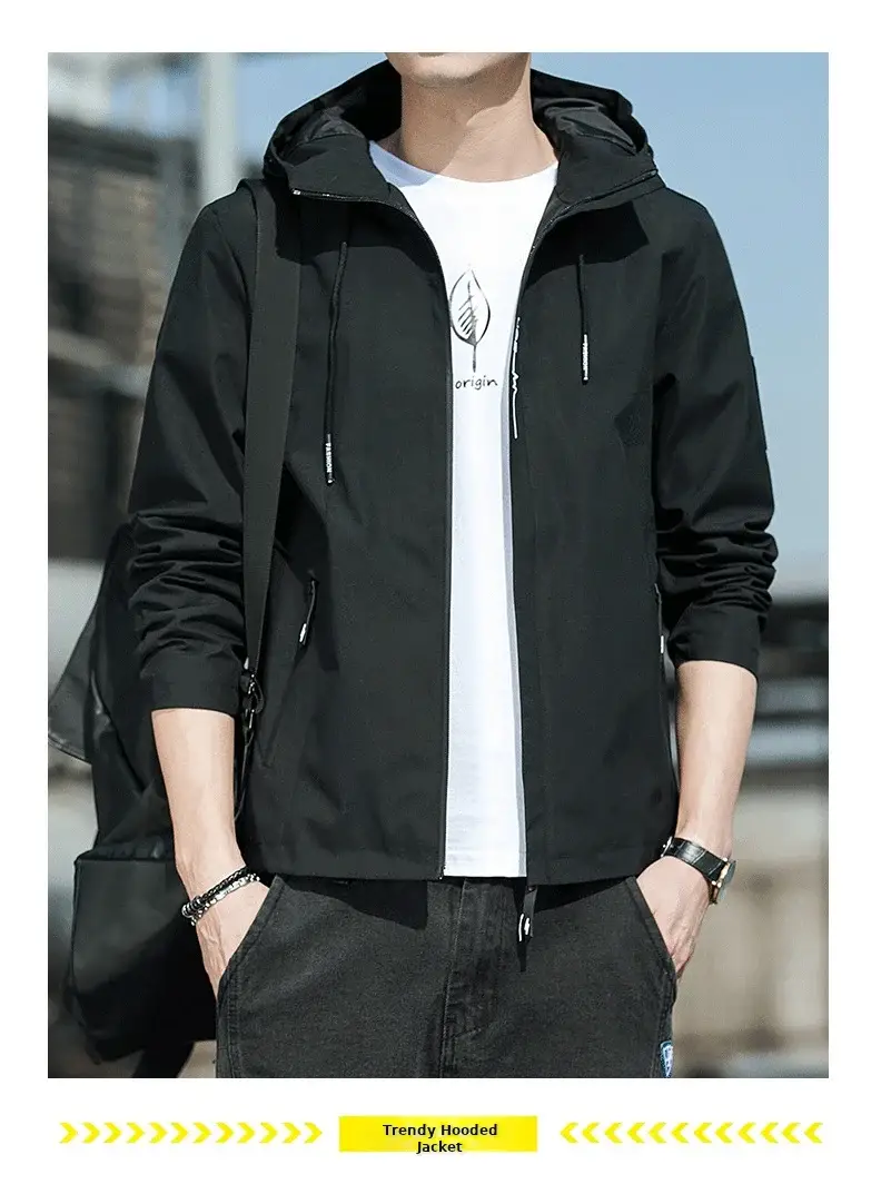 Men's Hooded Flying Jacket Beige 2024 Autumn — feature 13