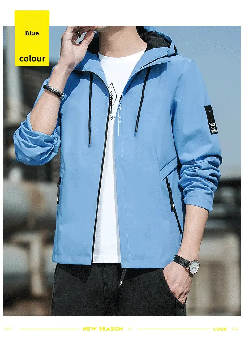 Men's Hooded Flying Jacket Beige 2024 Autumn — feature 15