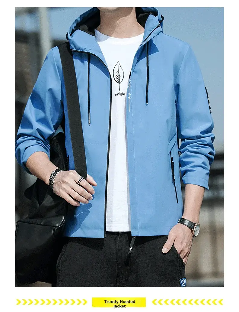 Men's Hooded Flying Jacket Beige 2024 Autumn — feature 16