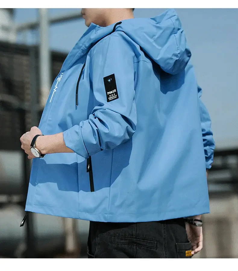 Men's Hooded Flying Jacket Beige 2024 Autumn — feature 17
