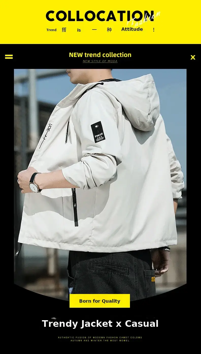 Men's Hooded Flying Jacket Beige 2024 Autumn — feature 3