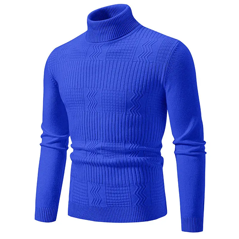 Men's Grey Knitted Turtleneck Pullover Large - Image 10