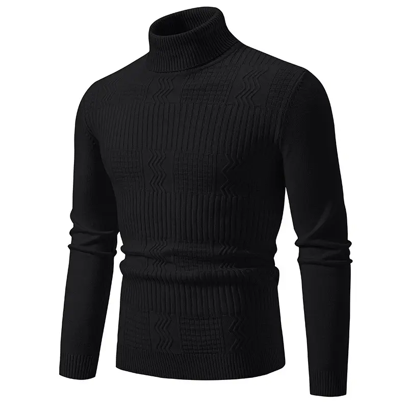 Men's Grey Knitted Turtleneck Pullover Large - Image 11