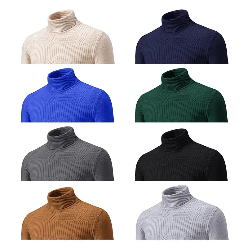 Men's Grey Knitted Turtleneck Pullover Large — feature 3