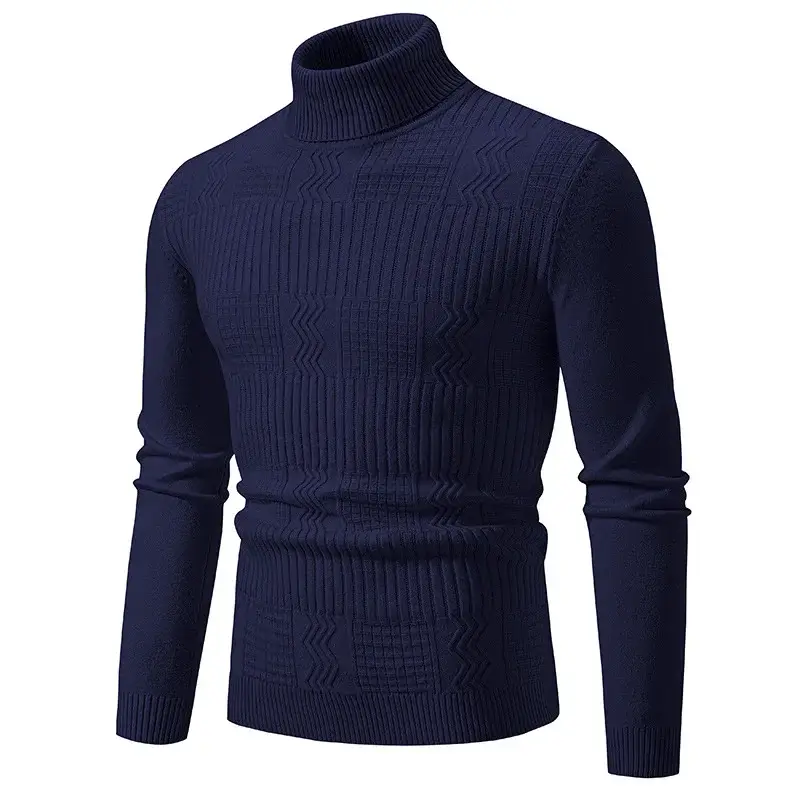 Men's Grey Knitted Turtleneck Pullover Large — feature 8