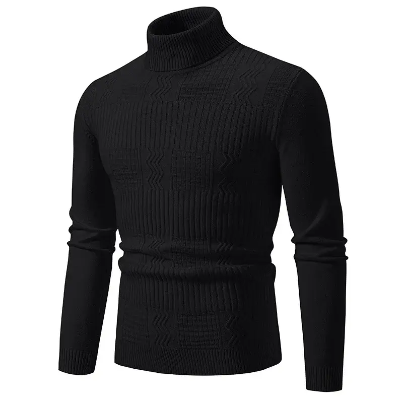 Men's Grey Knitted Turtleneck Pullover Large — feature 9