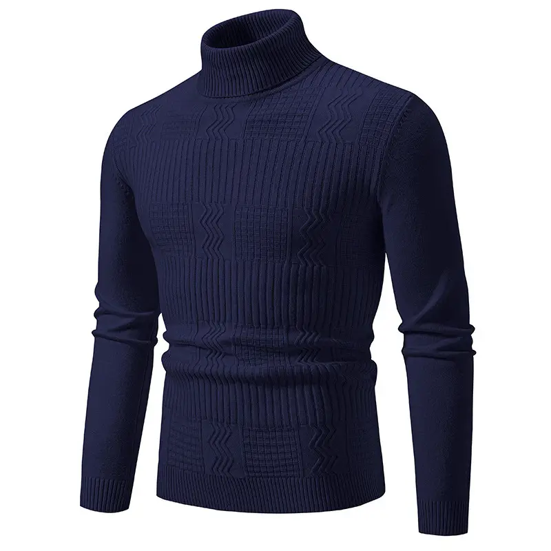 Men's Grey Knitted Turtleneck Pullover Large - Image 3