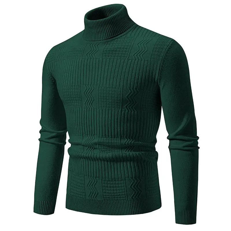 Men's Grey Knitted Turtleneck Pullover Large - Image 4