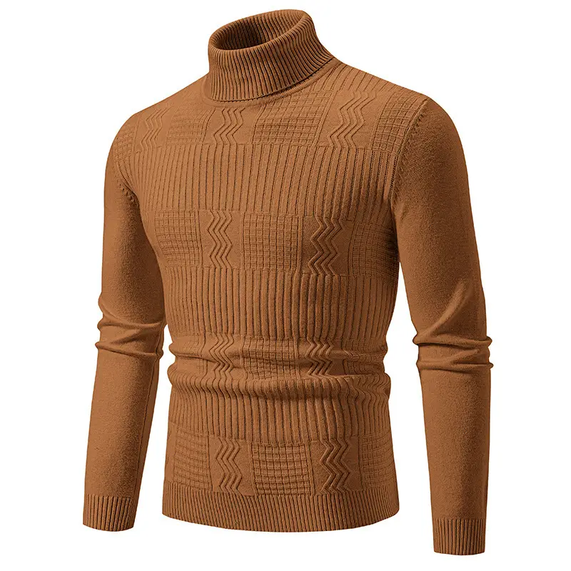 Men's Grey Knitted Turtleneck Pullover Large - Image 5