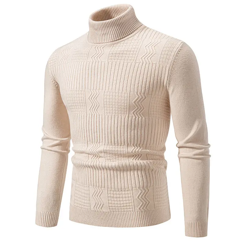 Men's Grey Knitted Turtleneck Pullover Large - Image 6