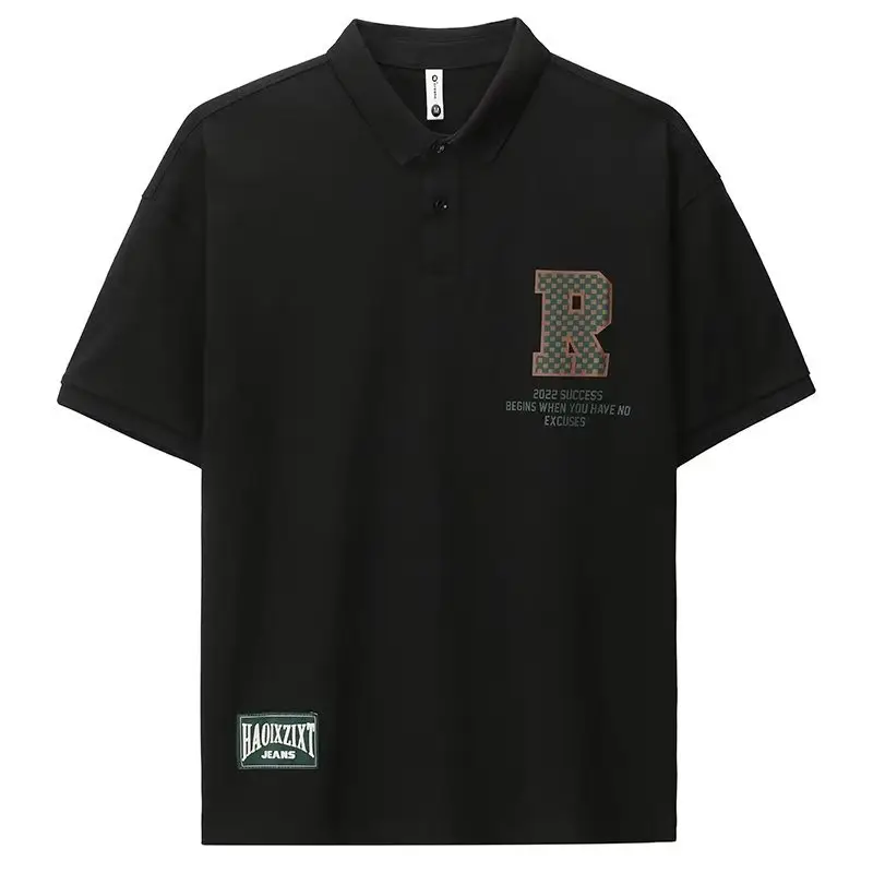 Men's White Polo T-Shirt Short Sleeve Loose Fit — feature 23