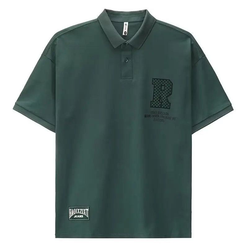 Men's White Polo T-Shirt Short Sleeve Loose Fit — feature 24