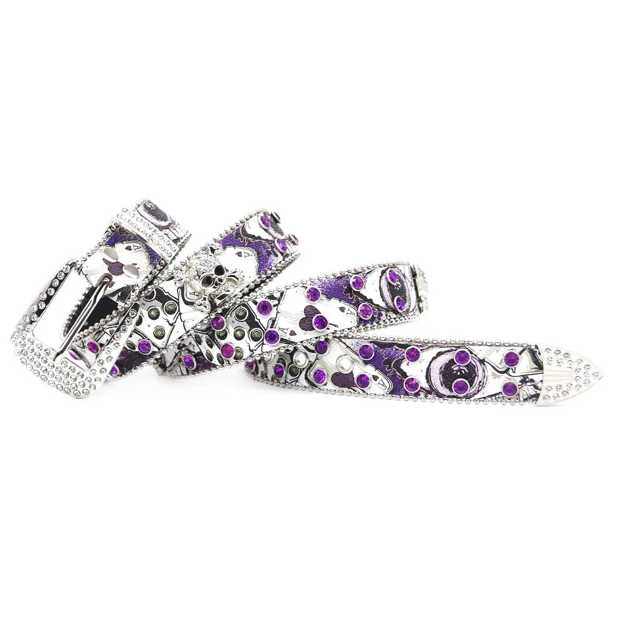 Punk Women's Rhinestone Belt with Purple Stones - Image 6