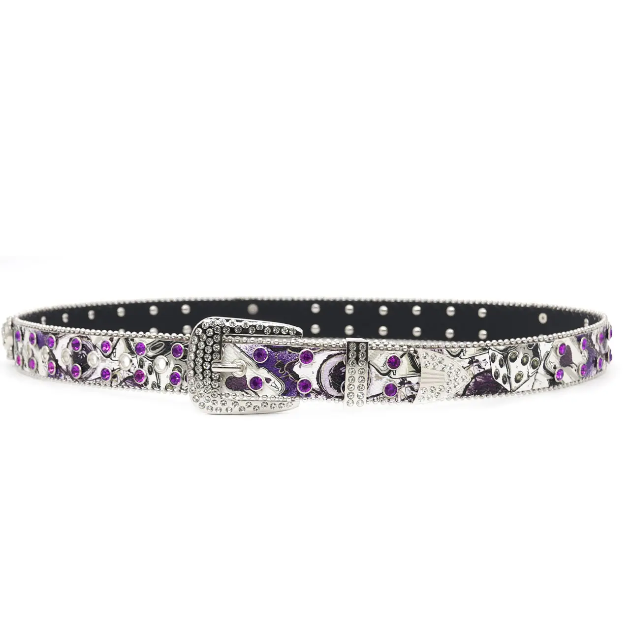 Punk Women's Rhinestone Belt with Purple Stones - Image 8
